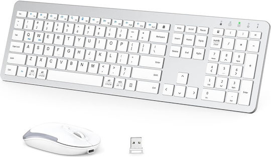 iClever IC-GK08 Fără fir Bluetooth Set tastatură și mouse Engleză US Argintiu