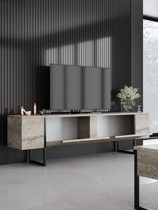 Stand TV Luxe Travertine Bej-Negru L180xA30xÎ50cm