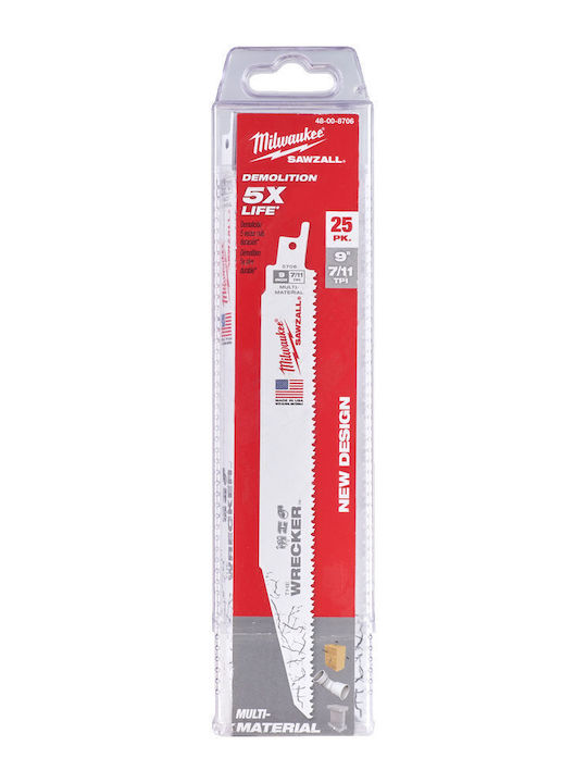 Milwaukee 48008706 Λαμες Σπαθ " Wrecker" 230mm 25τμχ Mw