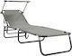 vidaXL Foldable Metallic Beach Sunbed Gray 56x190x81cm