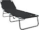 vidaXL Foldable Metallic Beach Sunbed Black 56x189x87cm