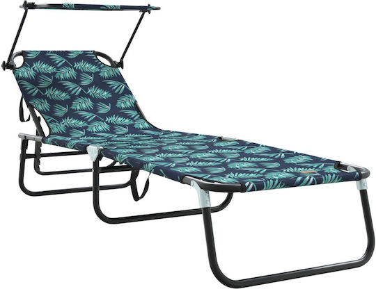 vidaXL Foldable Metallic Beach Sunbed Black 56x190x81cm