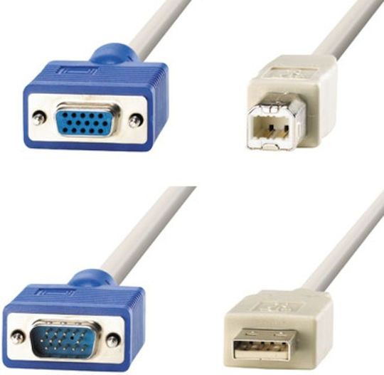 KVM кабел Roline 11.99.4692 Value HD15M+USB-A HD15F+USB-B 1.8 м