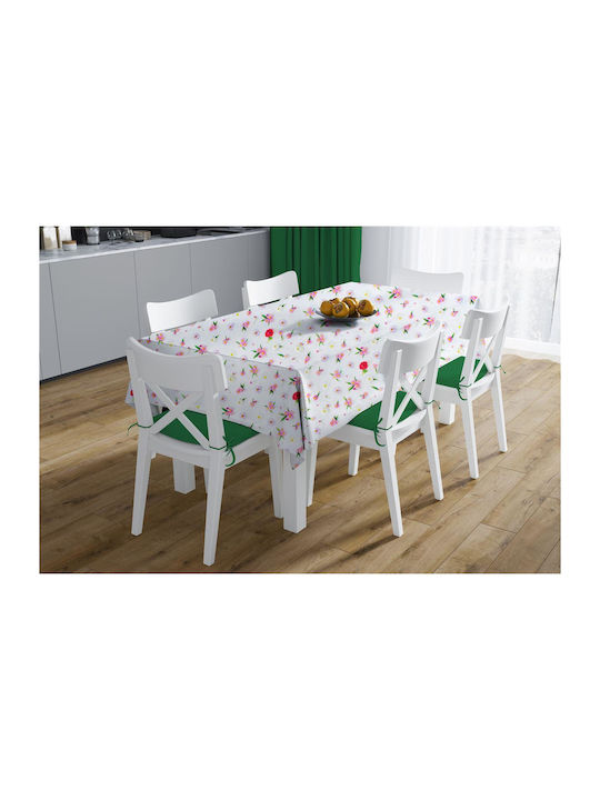Tablecloth Stain Resistant Daisies 463 White-pink 140x180cm