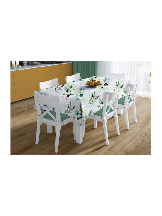 Kariert Fleckabweisend Leaves 462 White-green 90x90cm