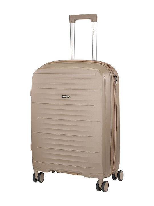 Xplorer Mittlerer Hartgepäckkoffer Beige mit 4 Rädern Höhe 65cm