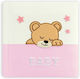 Pink Elisa Album 40 Pages Rice Paper Dimensions 24x24cm Box Cover Checkered Fabric Embroidery Bear Baby