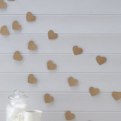 Paper Garland Hearts Kraft 5 Meters
