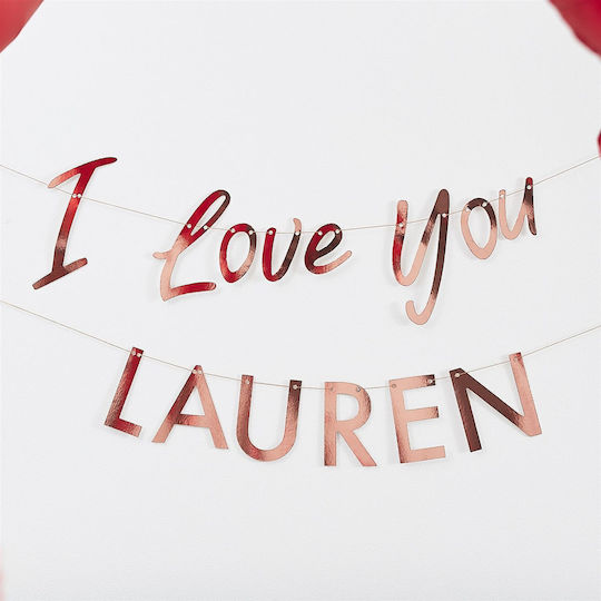 Personalized Rose Gold "I Love You" Paper Garland