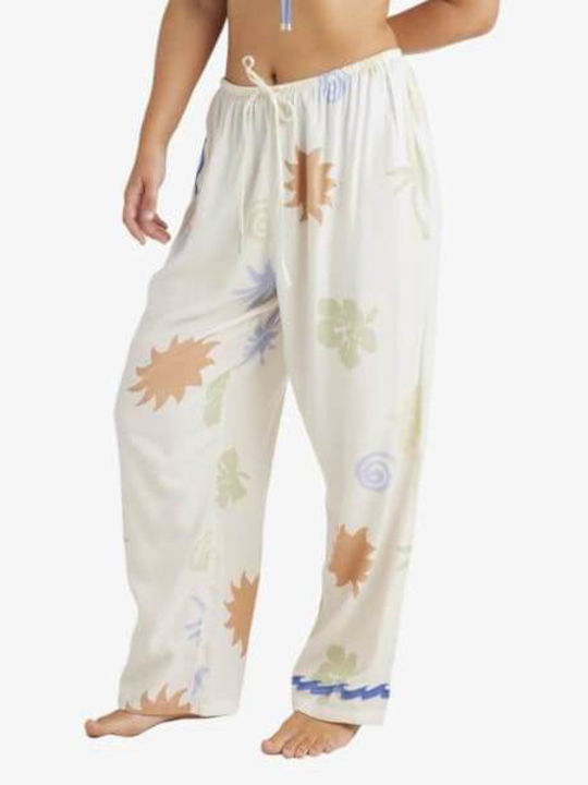Sun Symbol Women's High-waisted Fabric Trousers with Elastic Relaxed Fit MULTI