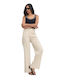 Damen Leinen Hose Beige