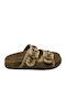 Leather Women's Flat Sandals Anatomic in Tabac Brown Color