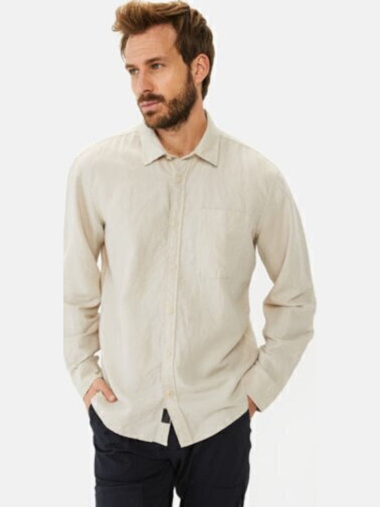Long-sleeved Linen Shirt Beige