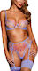 Kallista Lace Lingerie Set 3-Piece Underwire Embroidery Garters