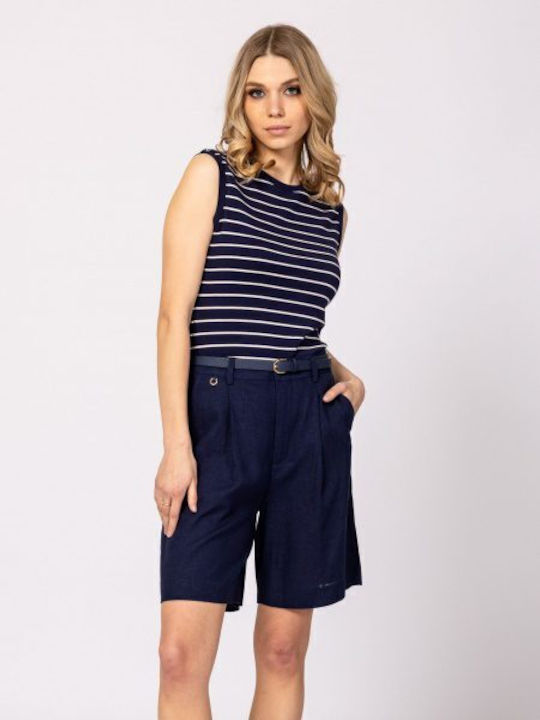Heavy Tools Damen Bermuda Leinen Navy