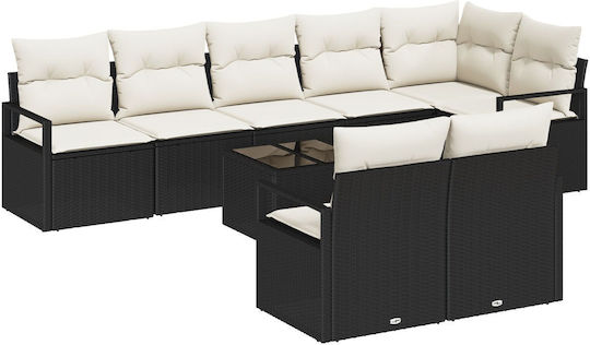Set Camera De Zi 8 Piese Negru Cu Perne