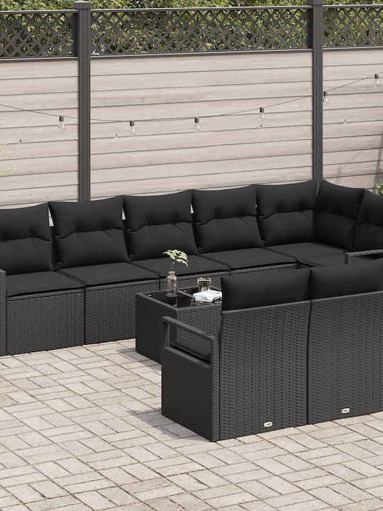 Garten- und Outdoor-Möbelsets 9 Stück Schwarz m...