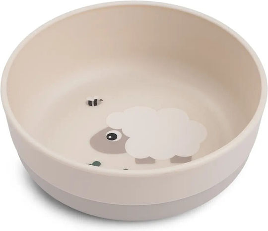 Done by Deer Baby Food Bowl Tiny Farm made of Plastic Beige