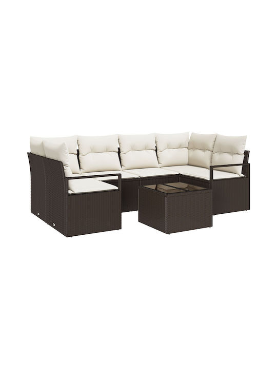 Garten- und Outdoor-Möbelsets 7 Stück Braun mit...