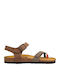 Leather Women's Flat Sandals Khaki Coral Brown