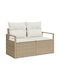 Zweisitziges Sofa Außenbereich Rattan mit Kissen 55x55x37cm