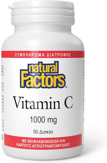 Natural Factors Βιταμίνη C για Ενίσχυση του Ανοσοποιητικού, τo Δέρμα & Αντιοξειδωτική δράση 1000mg 90 ταμπλέτες