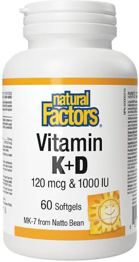 Natural Factors Vitamin D3 for Immune System Boost & Bone Health 1000iu Natural 60 softgels