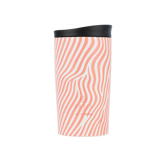 Estia Travel Mug Save The Aegean Recyclable Glass Thermos Bottle Stainless Steel BPA Free 350ml Soft Ripple