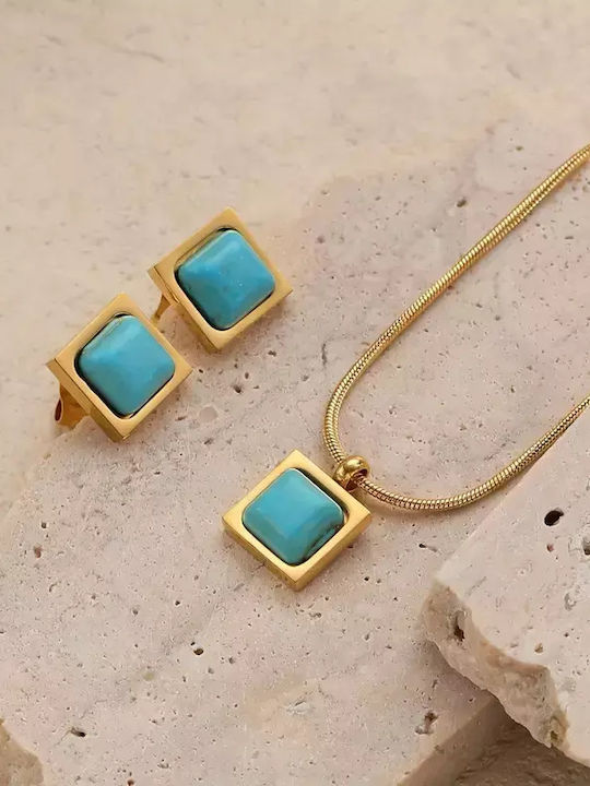 Set with Necklace & Earrings from Steel Gold Plated