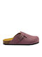 Boggie Leather Mules with Heel in Purple Color