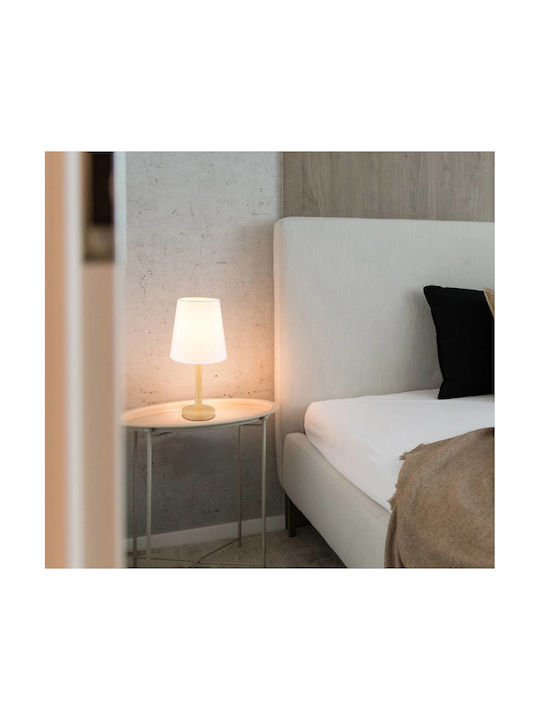 Globo Lighting Wood Table Lamp with White Shade and Base