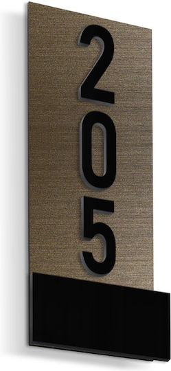 Klebendes Schild Nummernrahmen ''Nummerierung Ihrer Wahl'' 70mmx160mm Bronze Schwarz Acryl Kunststoff 3mm Nr. 597999