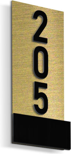 Adhesive Sign Number Frame ''Your Choice of Numbering'' 70mmx160mm Gold Black Acrylic Plastic 3mm No 465455