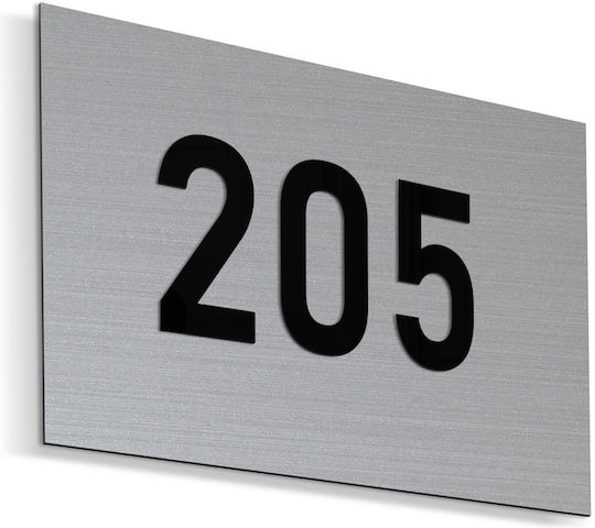 Klebendes Schild Nummernrahmen ''Nummer Ihrer Wahl'' 130×90mm Inox Matt Schwarz Acryl Kunststoff 3mm Nr. 536655