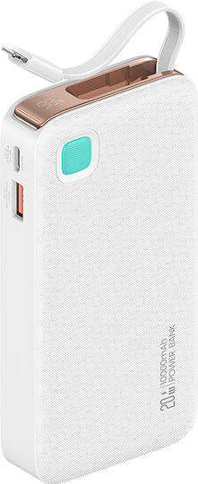 Usams CD225 Power Bank 10000mAh 20W с USB-A порт и USB-C порт Power Delivery Бял