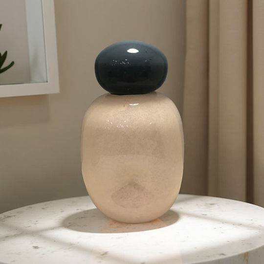 Karvounis Glass Vase Beige 15xH27cm