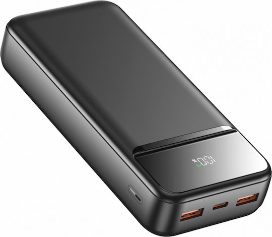 Swissten POWER LINE II Power Bank 20000mAh 22.5W με 2 Θύρες USB-A και Θύρα USB-C Μαύρο