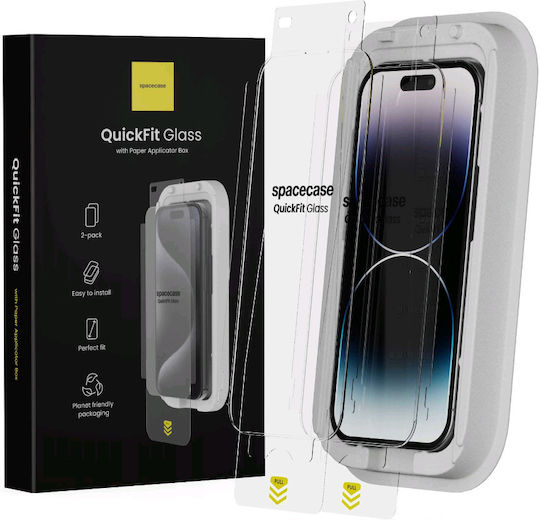 Spacecase 0.33mm Gehärtetes Glas 2Stück (iPhone 14 ProXiaomi 14 ProRealme 14 Pro)