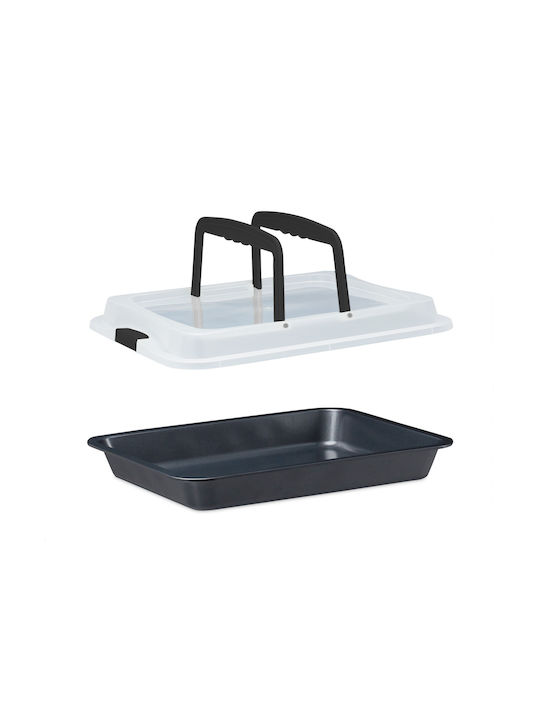 Relaxdays Stainless Steel Rectangular Baking Pan with Lid with Non-stick Coating 32.5x40.5cm