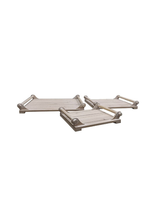 InTheBox Wooden Rectangular Decorative Tray Sikinos 42x36x6cm 3pcs