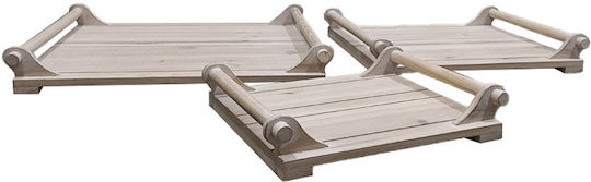 InTheBox Wooden Rectangular Decorative Tray Sikinos 42x36x6cm 3pcs