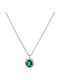 Solitaire Necklace Made of 14K White Gold Green