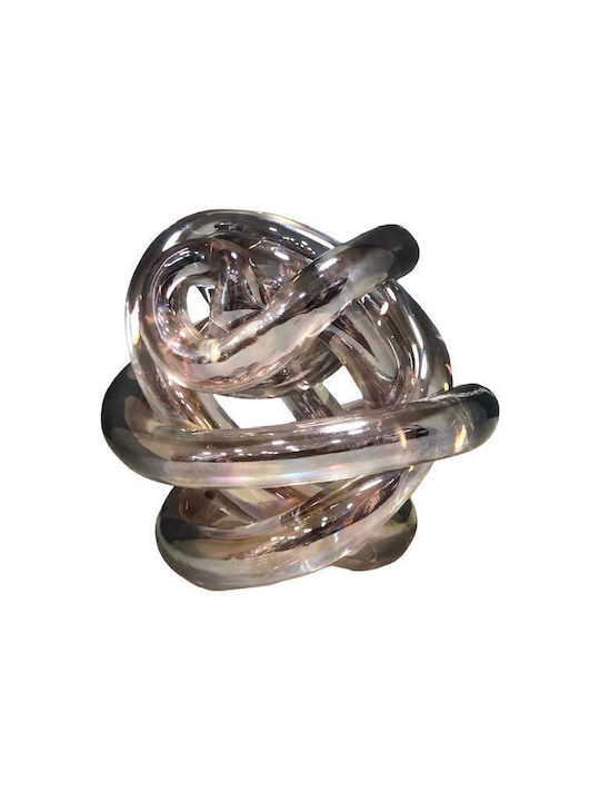 Tabletop Handmade Decorative Murano Blown Glass Knot Pink Gold Iridescent Cqb33102s 9x9x9cm