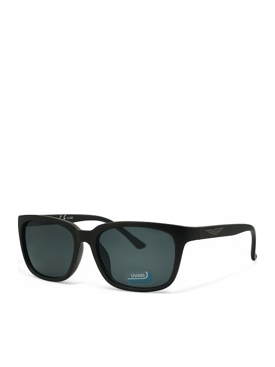 Optosquad Men's Sunglasses with Black Plastic Frame and Black Lens