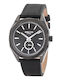 3Guys Men's Watch Battery with Black Leather Strap