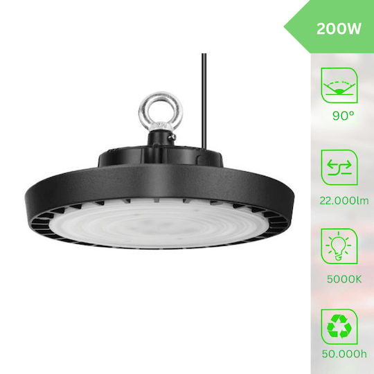 Masterled Lumină clopot comercială 200W Alb rece 22000lm cu LED încorporat Ø310xÎ9.95cm