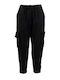 Damen Stoff Cargo Hose mit Gummizug Schwarz