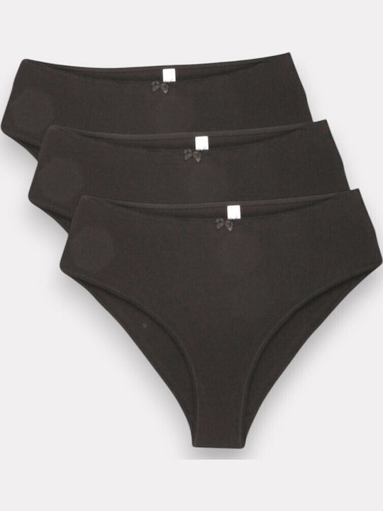 Ψηλόμεσα Γυναικεία Slip 3Pack Μαύρο