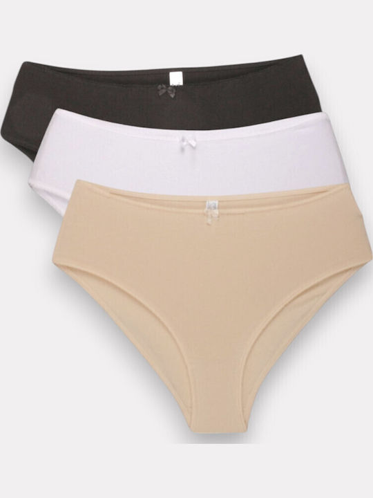 Βαμβακερά Ψηλόμεσα Γυναικεία Slip 3Pack Πολύχρωμο