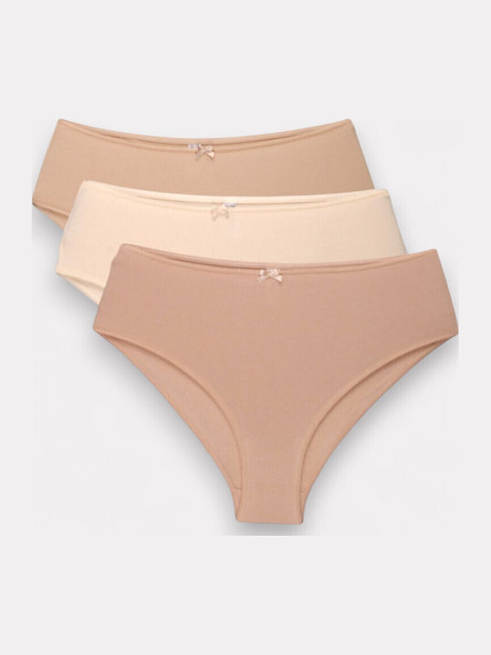 Βαμβακερά High Waist Women's Slip 3Pack Colorful